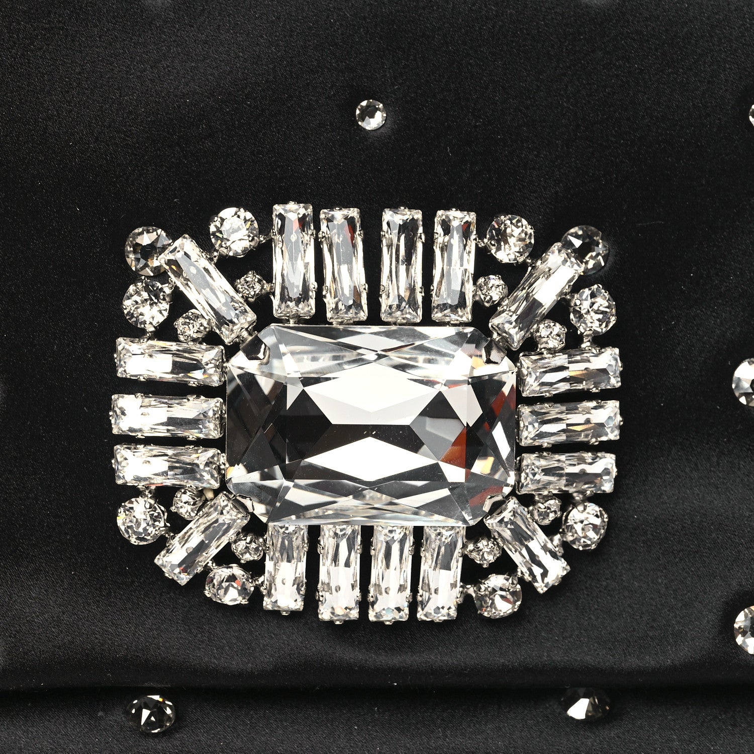 Jimmy Choo Satin Crystal Embellished Titania Clutch Black 7 of 9