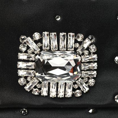 Jimmy Choo Satin Crystal Embellished Titania Clutch Black 7 of 9