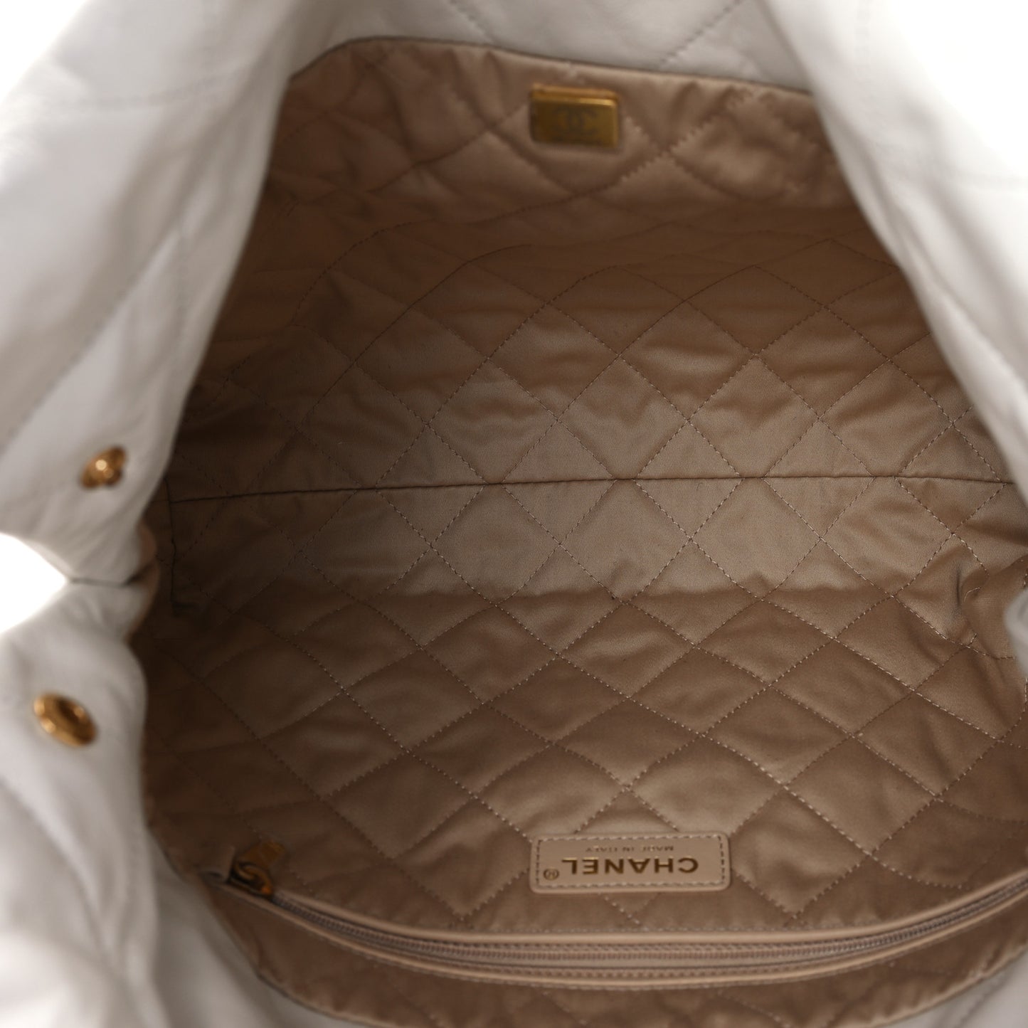 Shiny Calfskin Quilted Small Chanel 22 White