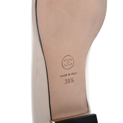 Chanel Patent Calfskin Pearl Cap Toe Flats 39.5 Light Beige Black 16 of 20