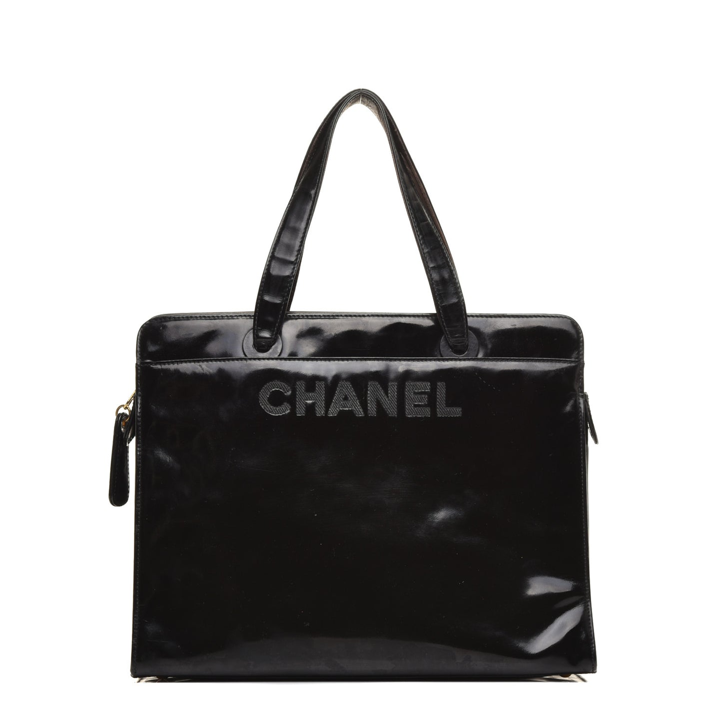 Patent Logo Shoulder Bag Black