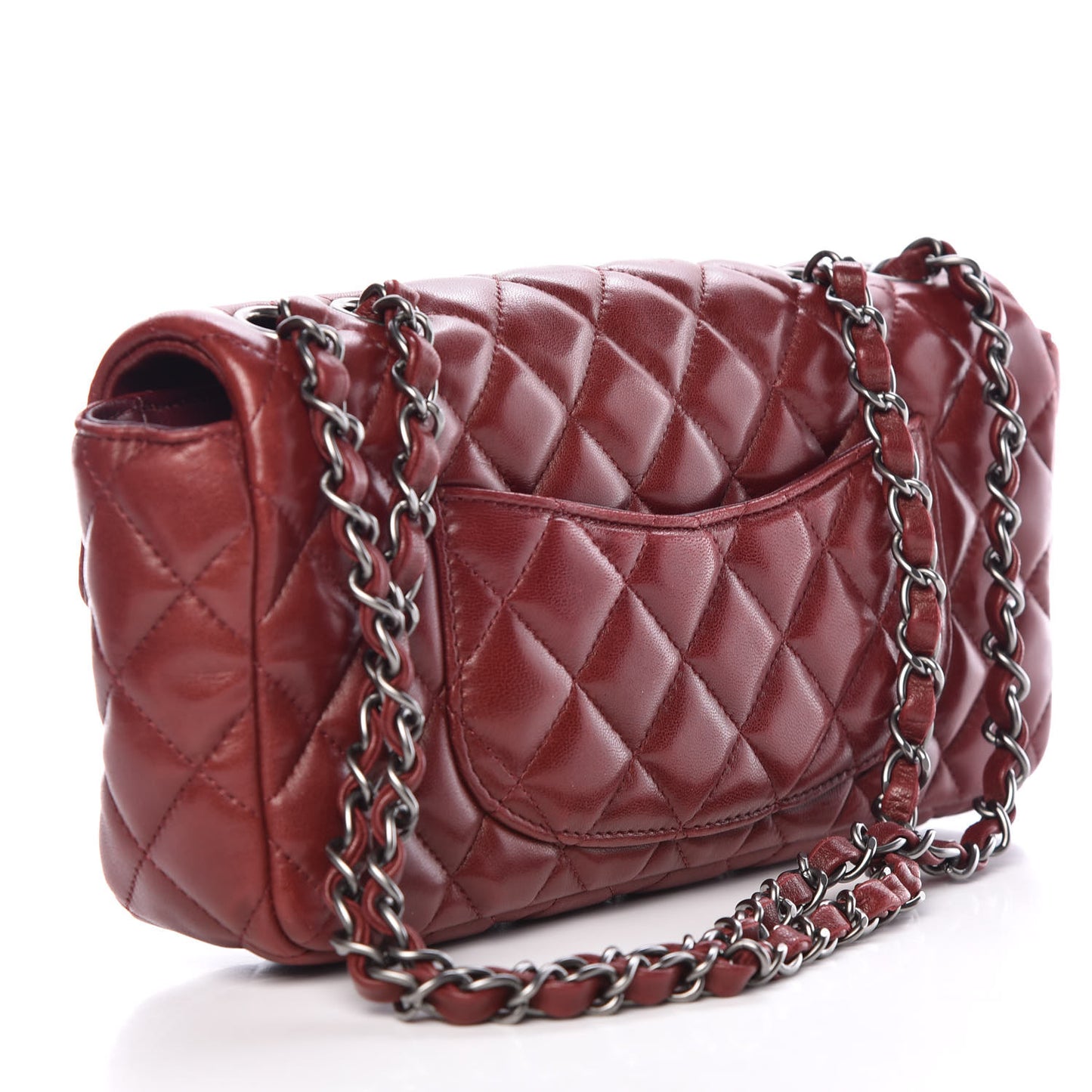 Lambskin Quilted East West Flap Dark Red