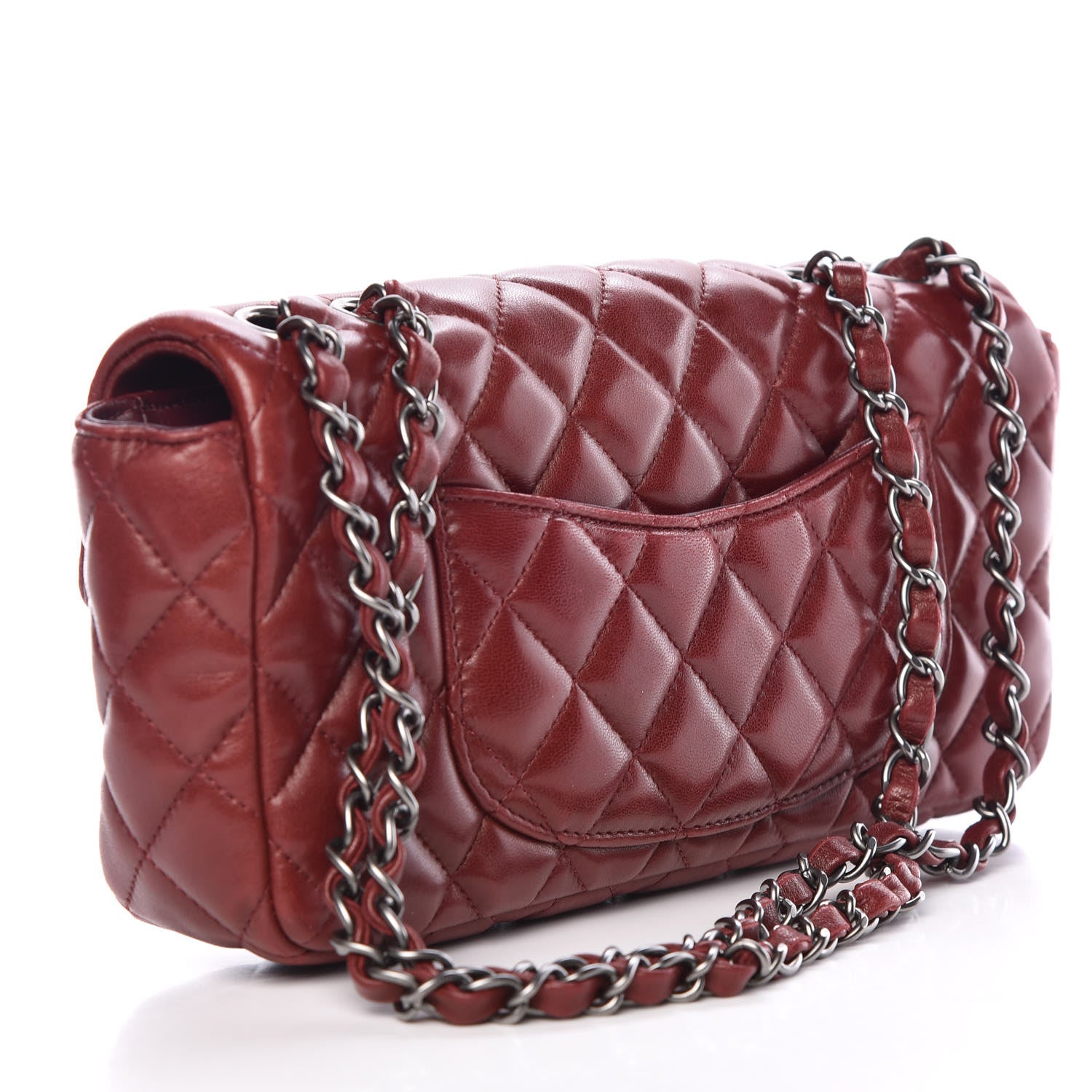 Chanel Lambskin Quilted East West Flap Dark Red 4 of 18