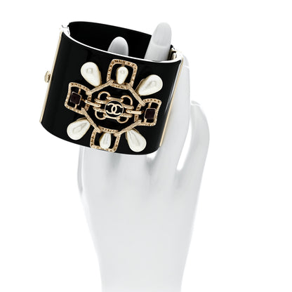 Chanel Resin Pearl Enamel CC Cabochon Cuff  Black Multicolor 2 of 4