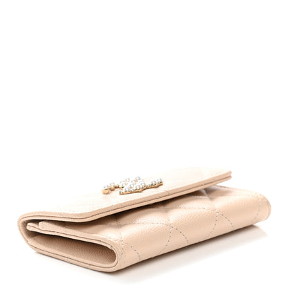 Chanel Caviar Pearl Quilted Coco Candy Flap Card Holder Beige 5 of 10