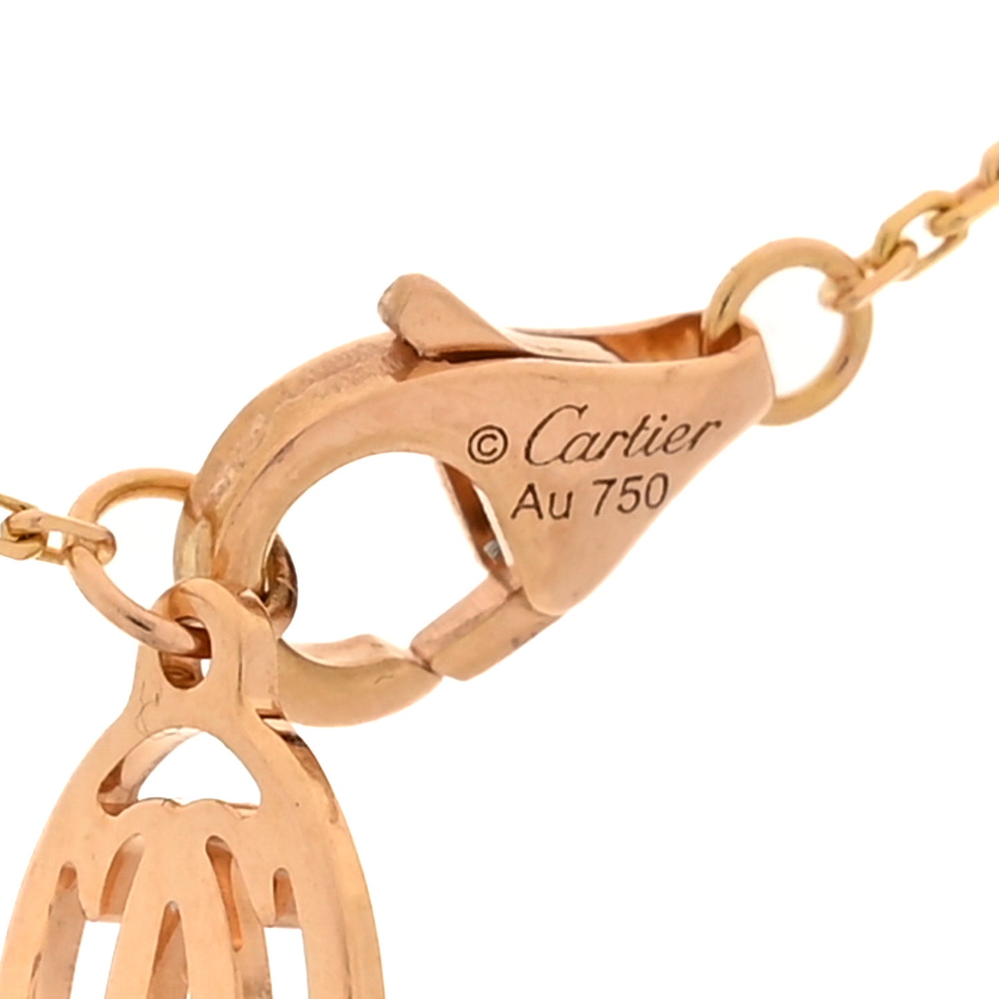 18K Pink Gold Diamond .52ct C De Cartier Pendant Necklace
