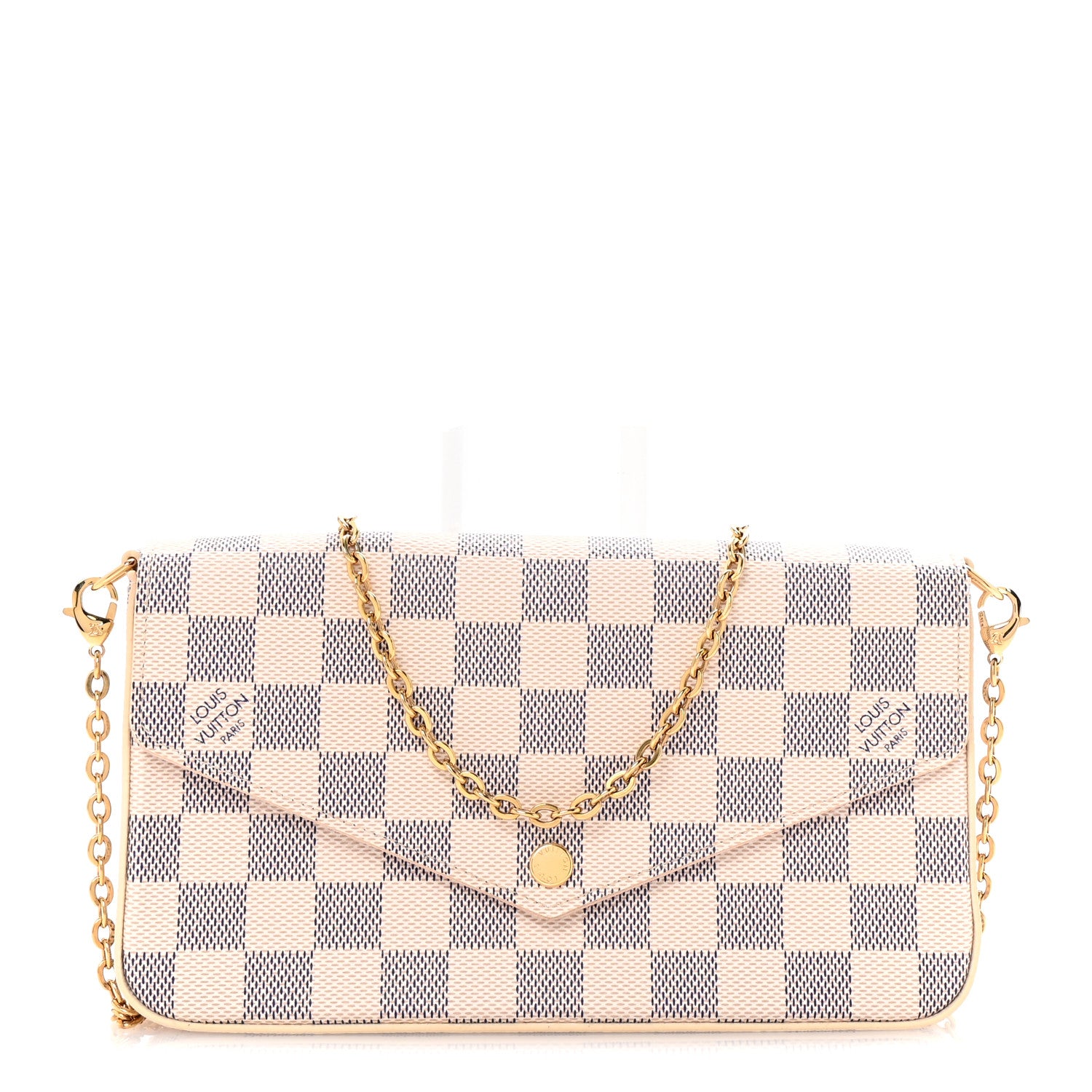 Louis Vuitton Damier Azur Pochette Felicie Chain Wallet Rose Ballerine 1 of 11