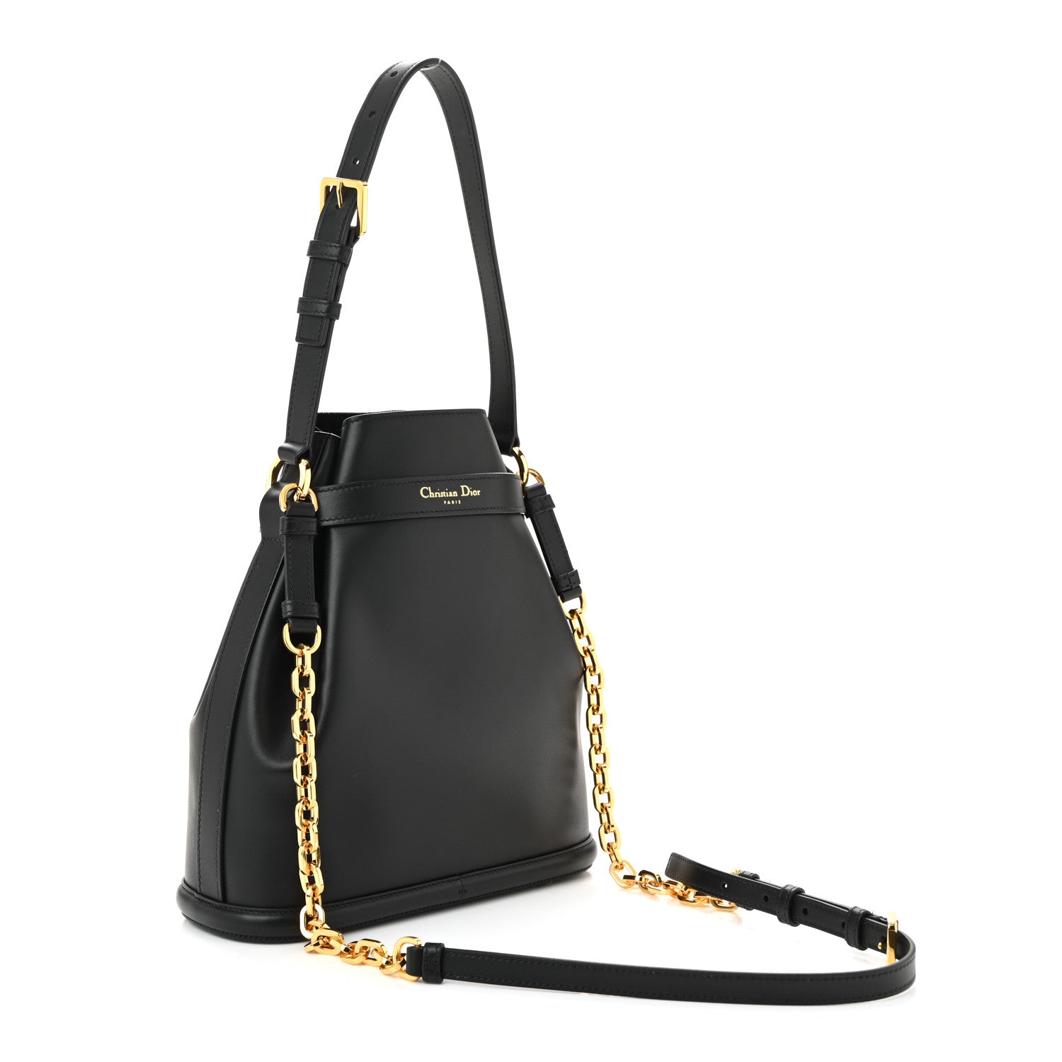 Christian Dior Calfskin CD Embossed Medium C'est Chain Bucket Bag