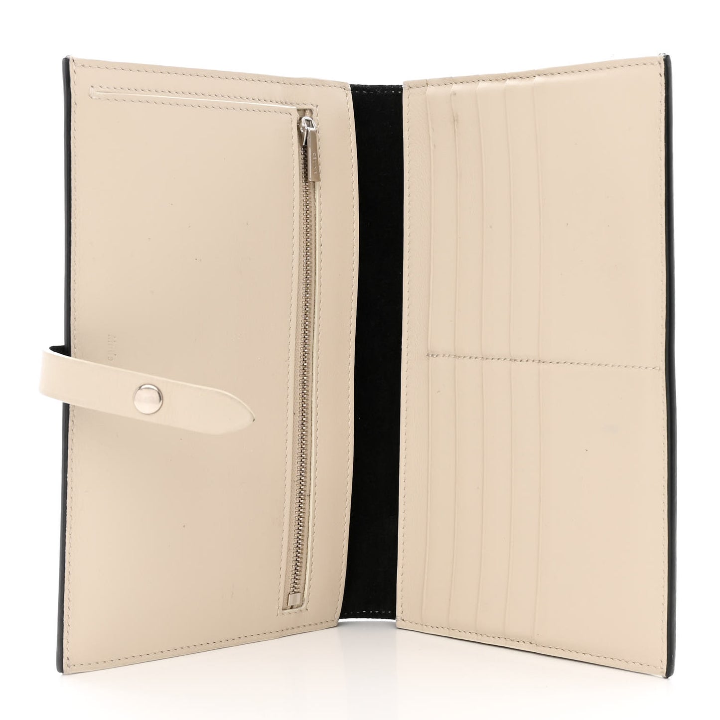 Grained Calfskin Large Multifunction Strap Wallet Black Chalk