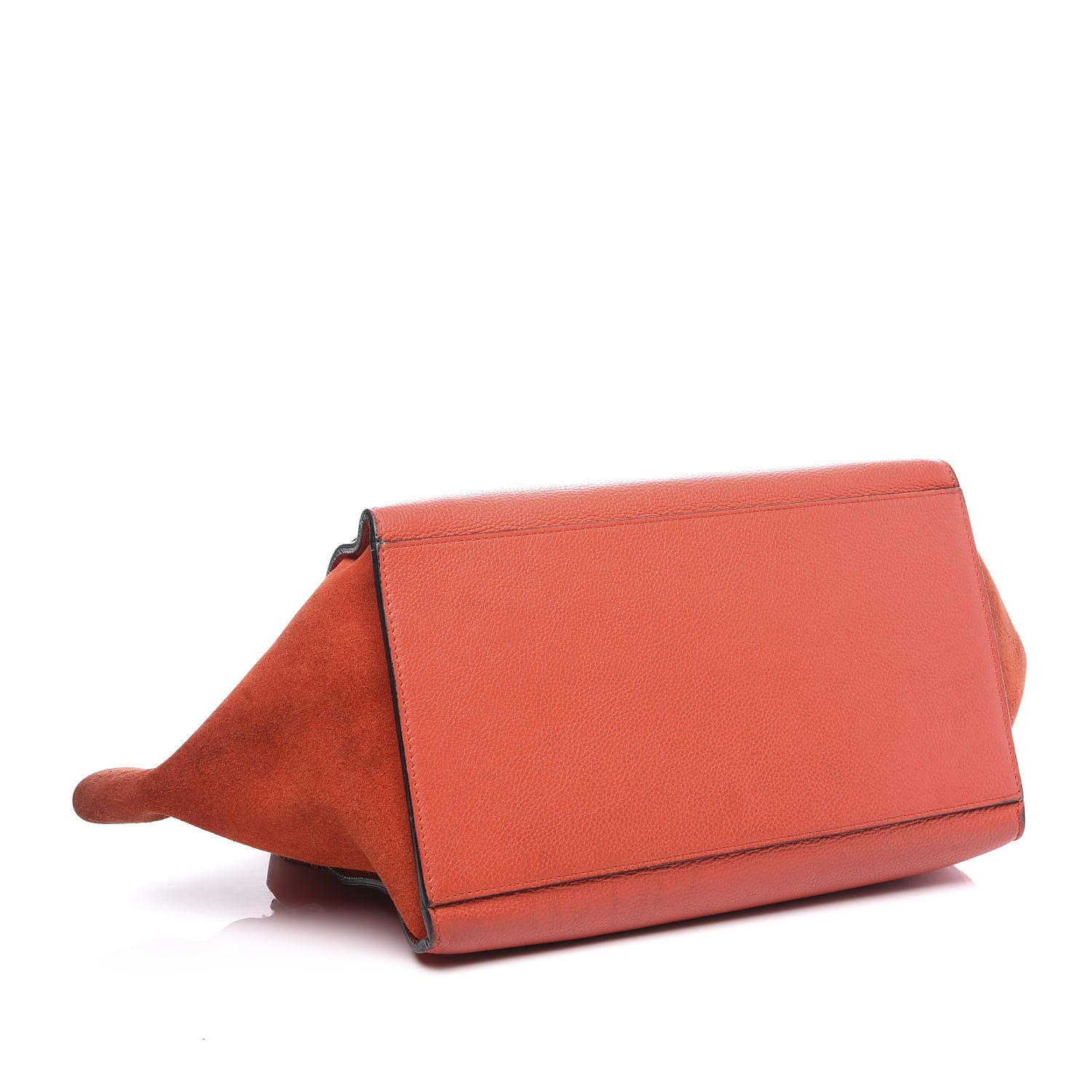 Celine Drummed Calfskin Suede Medium Trapeze Vermillion 3 of 6