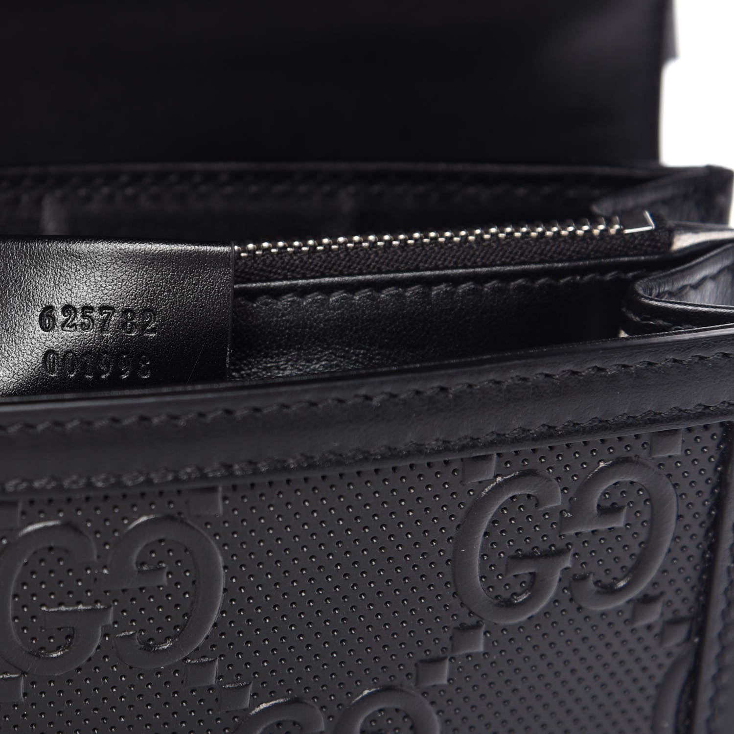 Gucci Calfskin GG Tennis Embossed Messenger Bag Black 9 of 10