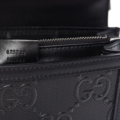 Gucci Calfskin GG Tennis Embossed Messenger Bag Black 9 of 10
