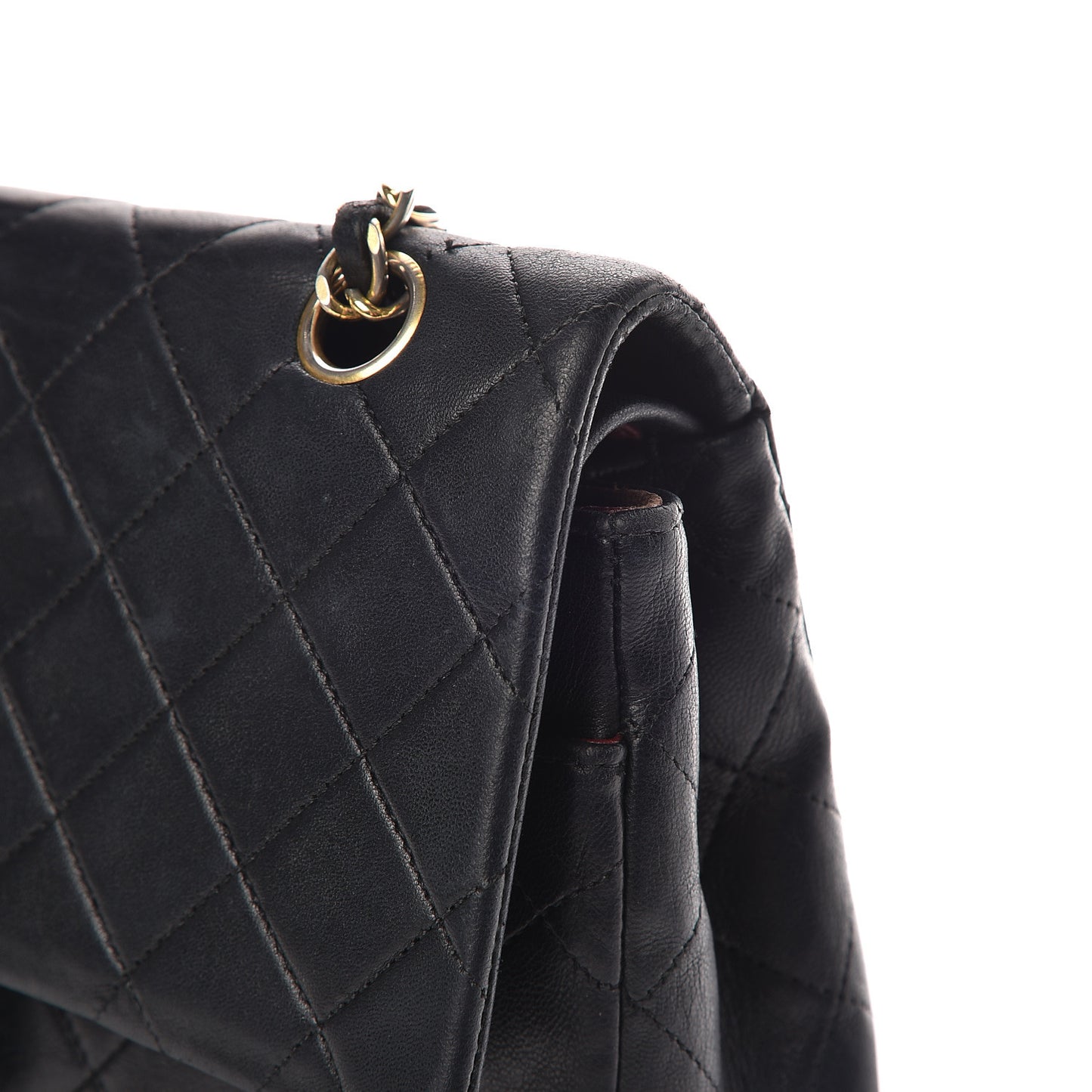 Lambskin Quilted Medium Double Flap Black