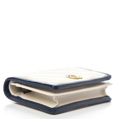 Gucci Vintage Effect Calfskin Matelasse Diagonal Torchon GG Marmont Card Case Wallet Mystic White Blue Agata 4 of 10