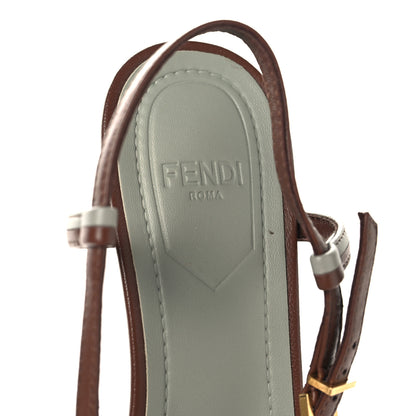 Fendi Lambskin FFold Slingback Sandals 37 Gianduia Matcha Latte 8 of 9