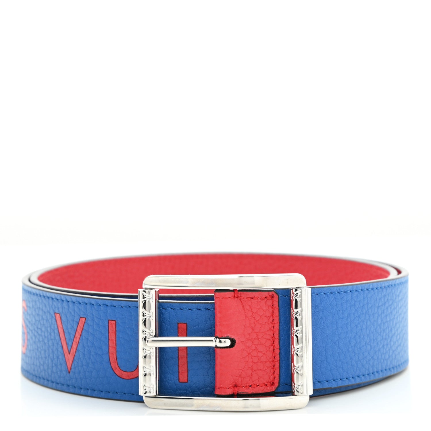 Louis Vuitton Taurillon 40mm Logo Reversible Belt 95 38 Blue Red 1 of 6