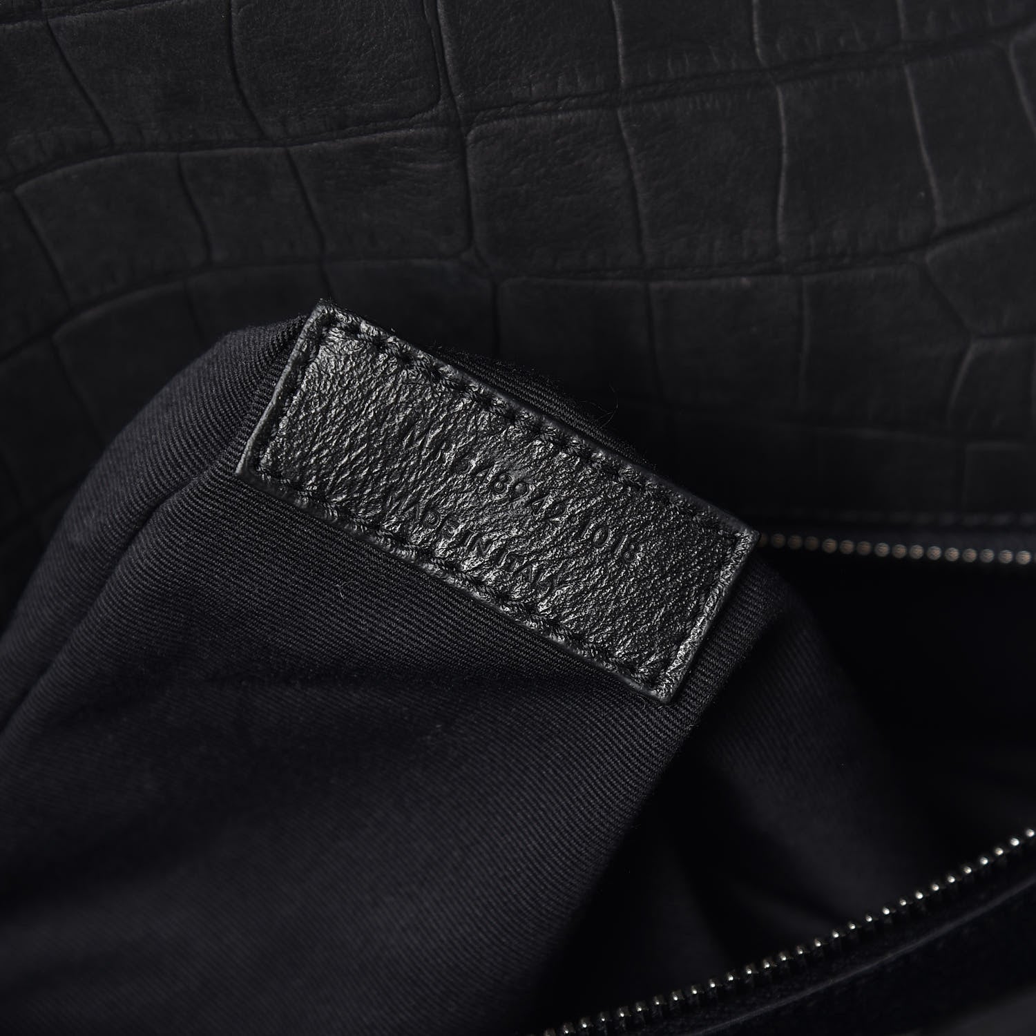 Saint Laurent Nubuck Crocodile Embossed Monogram Medium Niki Chain Satchel Black 7 of 10