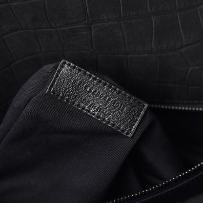 Saint Laurent Nubuck Crocodile Embossed Monogram Medium Niki Chain Satchel Black 7 of 10