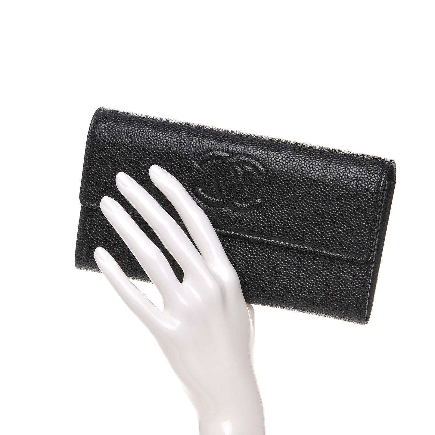 Caviar Timeless CC Large Gusset Flap Wallet Black