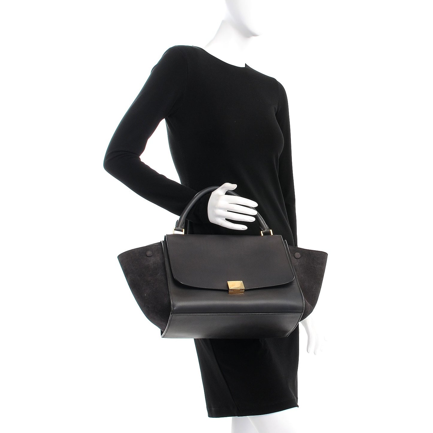 Smooth Calfskin Suede Medium Trapeze Grey