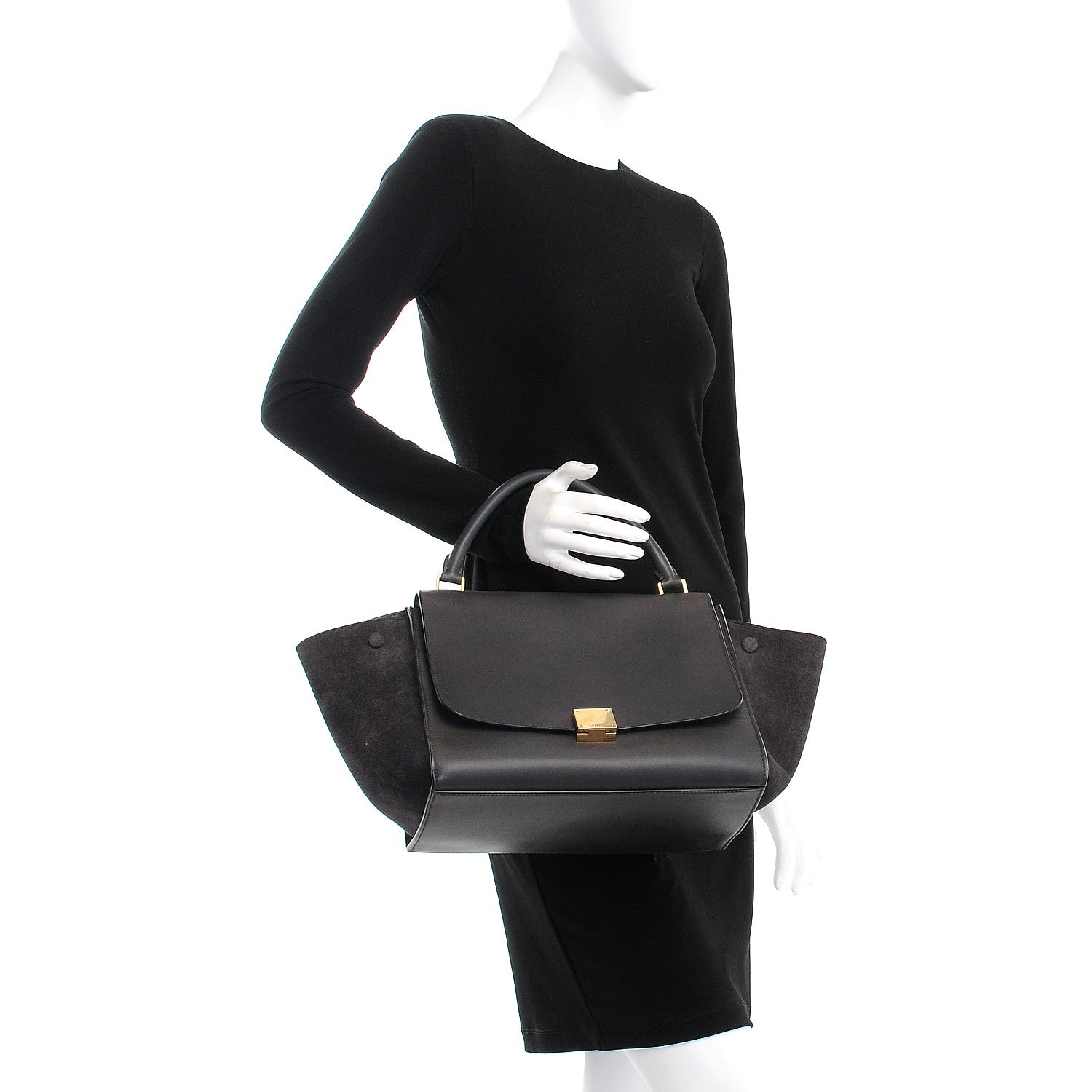 Celine Smooth Calfskin Suede Medium Trapeze Grey 2 of 10