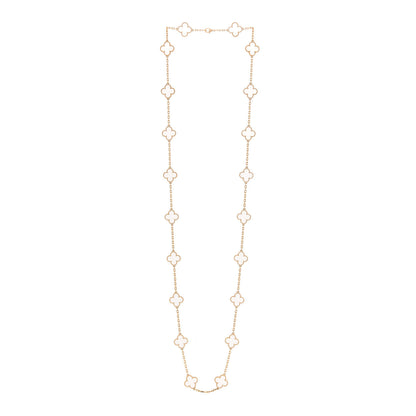 Van Cleef & Arpels 18K Yellow Gold Rock Crystal 20 Motifs Vintage Alhambra Necklace 3 of 7