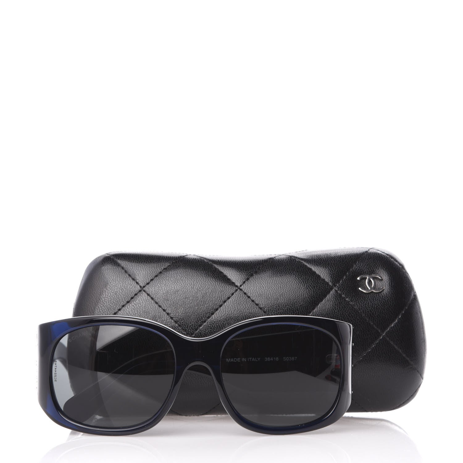 Chanel Acetate Swarovski Crystal CC Sunglasses Blue 7 of 7