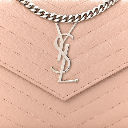 Saint Laurent Grain De Poudre Matelasse Chevron Monogram Chain Wallet Pale Pink 7 of 10
