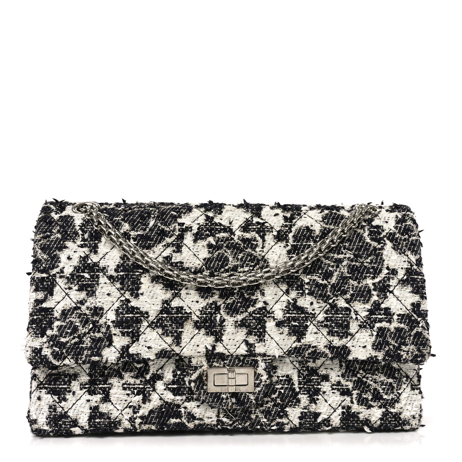 Chanel Tweed Camellia Quilted 2.55 Reissue 226 Flap Ecru 1 of 10