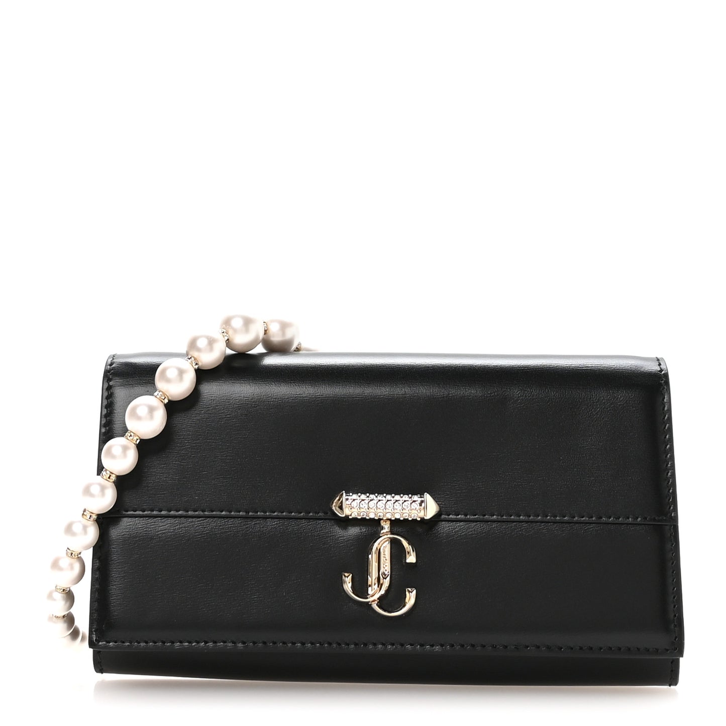 Box Calfskin Varenne Pearl Avenue Chain Clutch Black