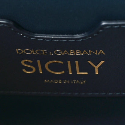 Dolce & Gabbana Calfskin Denim Patchwork Mini Miss Sicily Satchel Blue 6 of 8