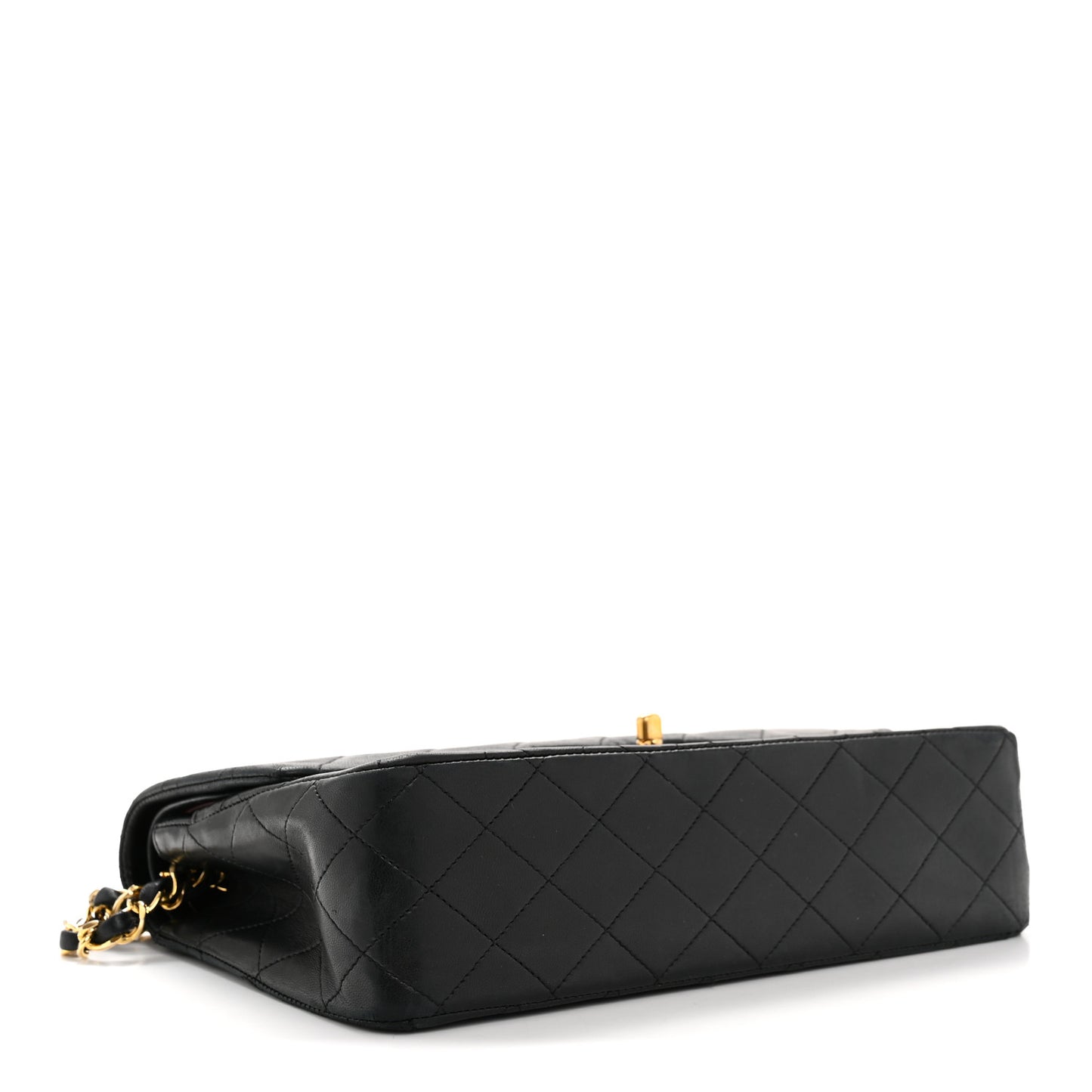 Lambskin Quilted Medium Double Flap Black