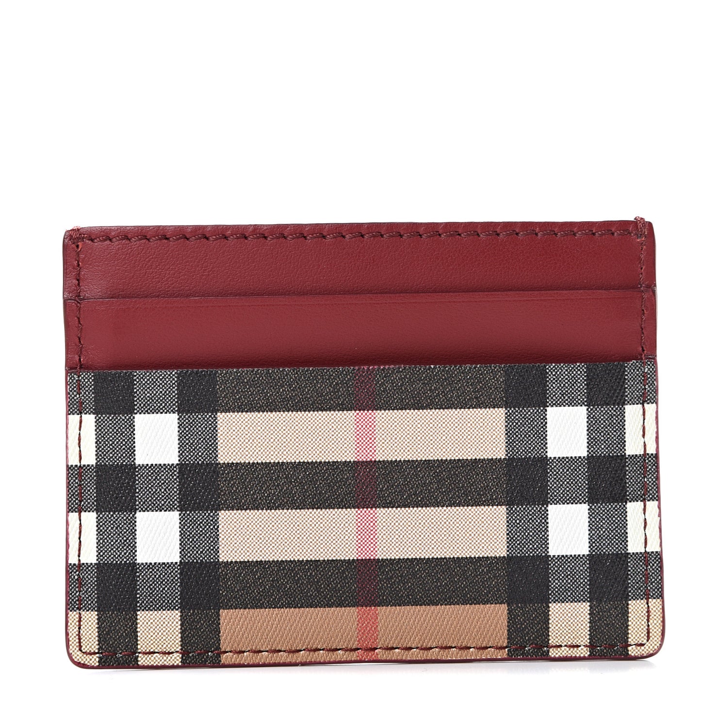 Smooth Calfskin Vintage Check Sandon Card Case Crimson