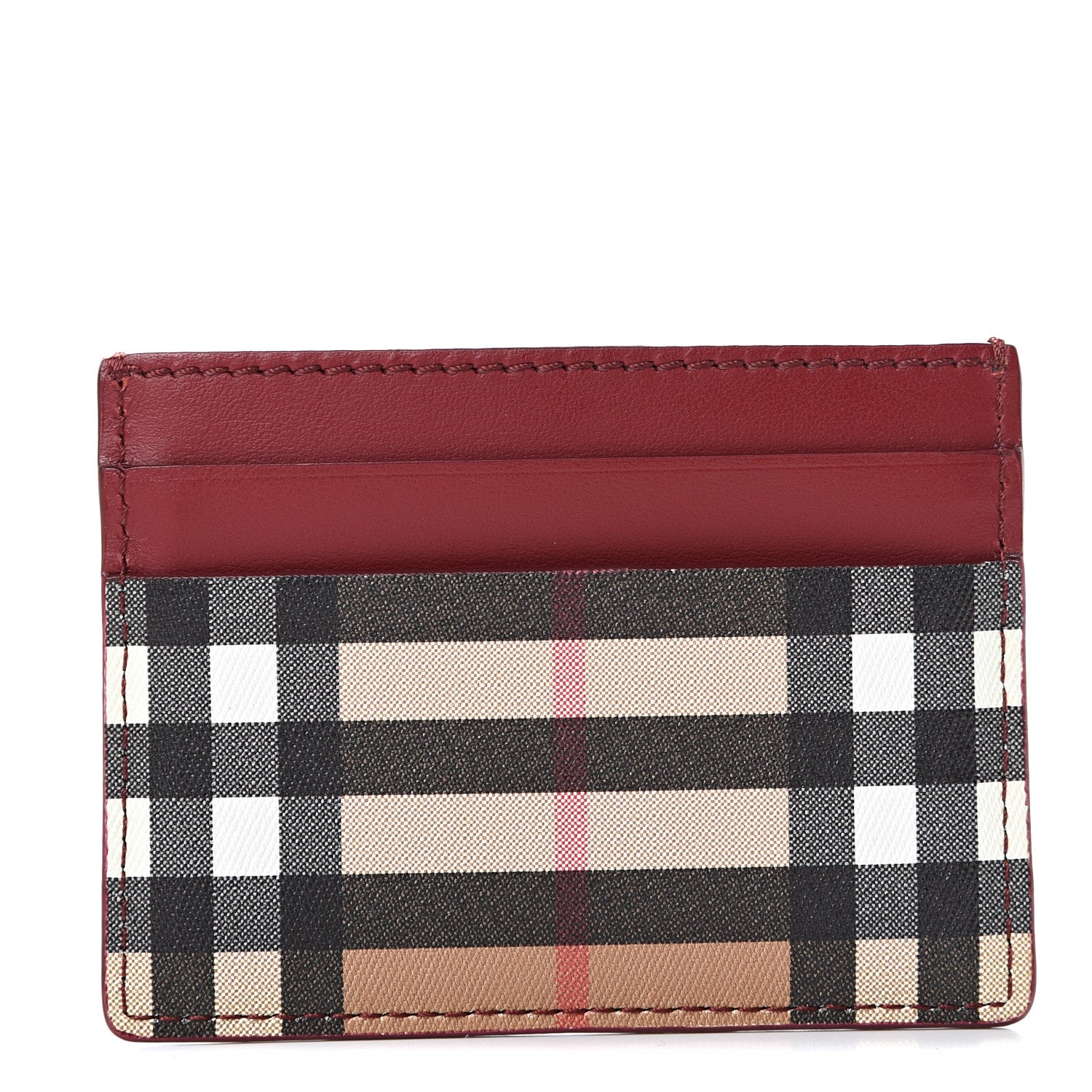 Burberry Smooth Calfskin Vintage Check Sandon Card Case Crimson 1 of 7
