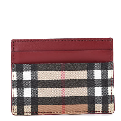 Burberry Smooth Calfskin Vintage Check Sandon Card Case Crimson 1 of 7