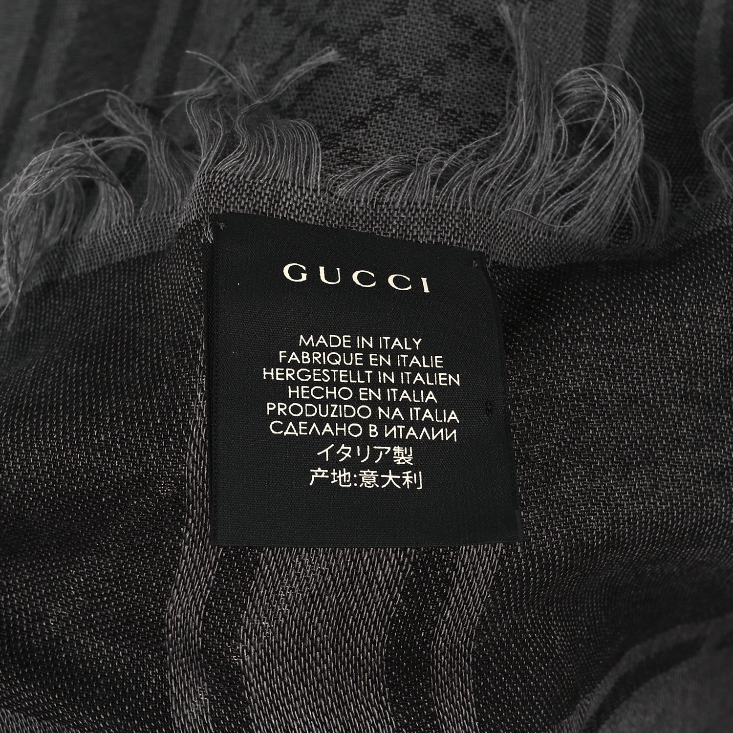 Gucci Wool Silk GG Monogram Diamante Plaid Surviee Shawl Graphite Black 3 of 4