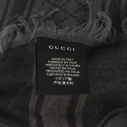 Gucci Wool Silk GG Monogram Diamante Plaid Surviee Shawl Graphite Black 3 of 4