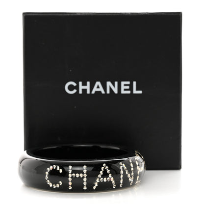 Chanel Resin Crystal CC Logo Bracelet Black 5 of 5