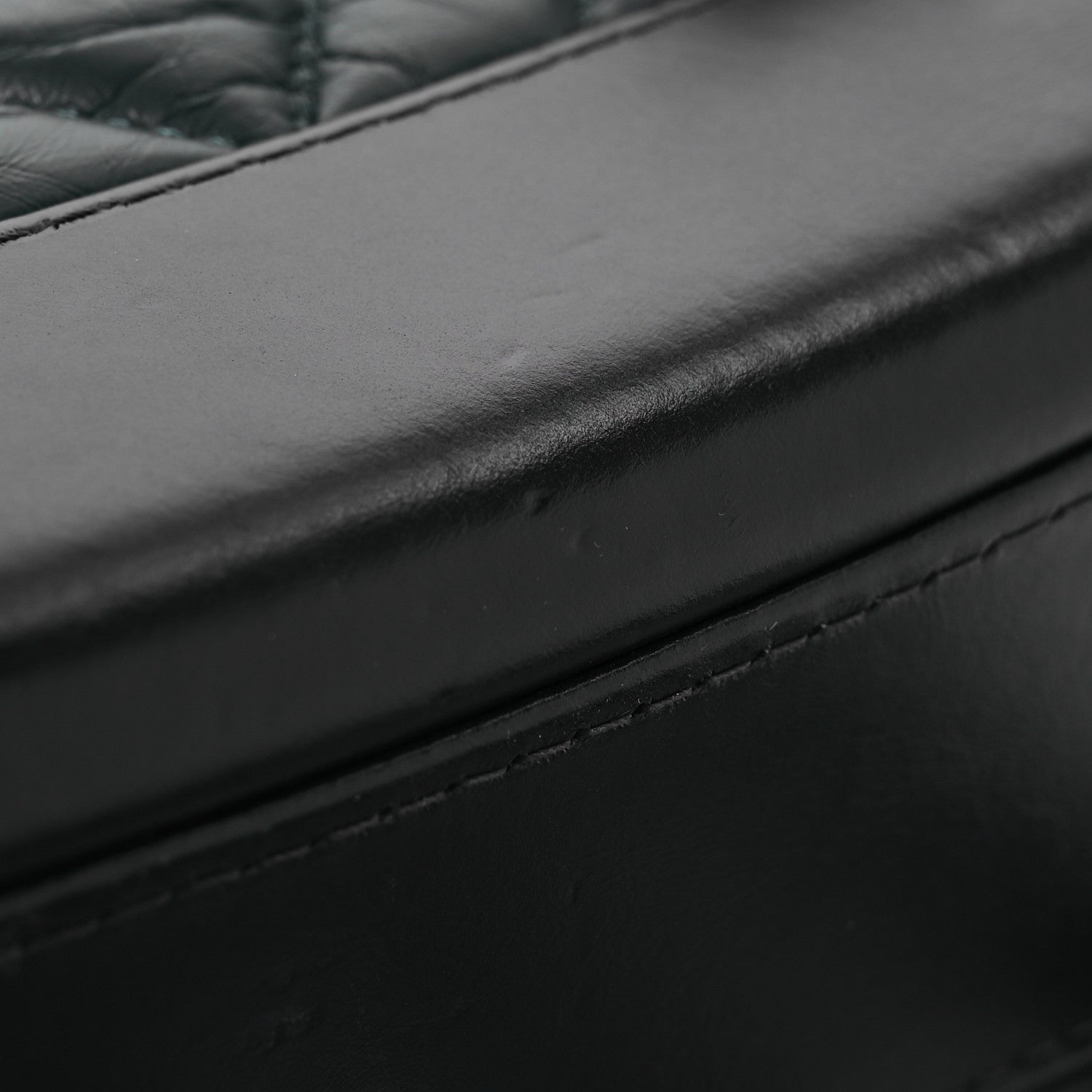 Chanel Aged Calfskin Chevron Quilted Small Gabrielle Hobo Green Navy Blue 13 of 15