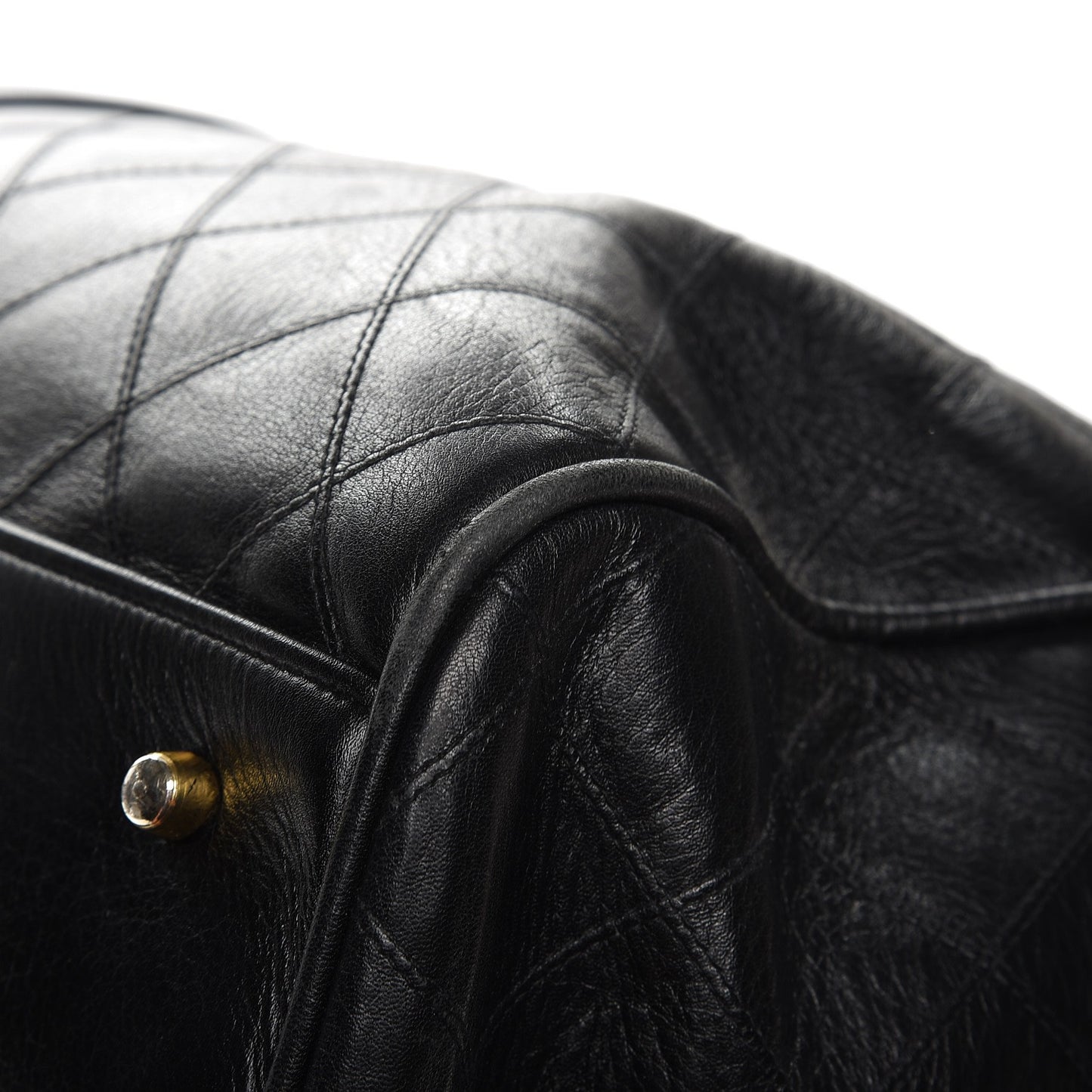 Calfskin Stitched Duffel Bag Black