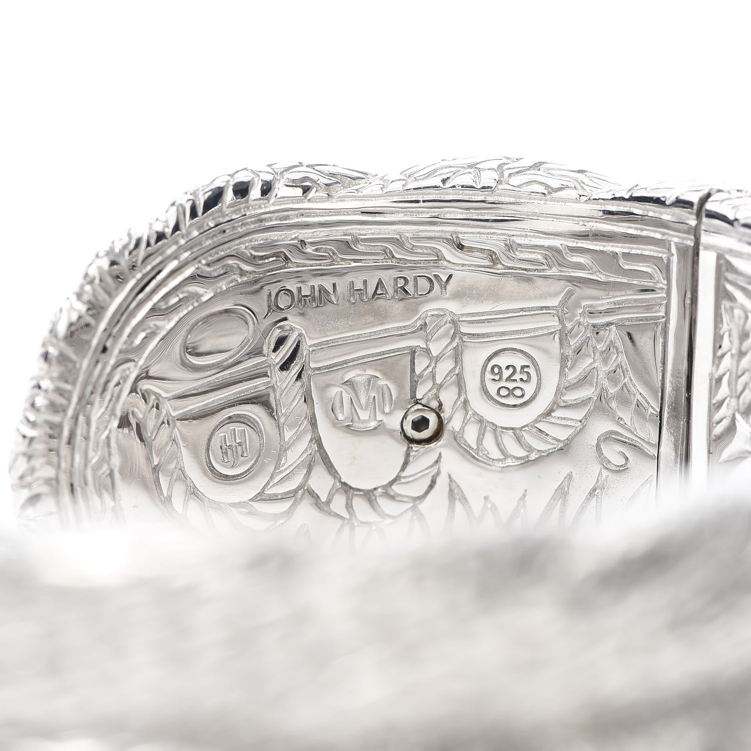 John Hardy Sterling Silver Diamond Modern Chain 3-Row Kick Cuff Bracelet 4 of 4