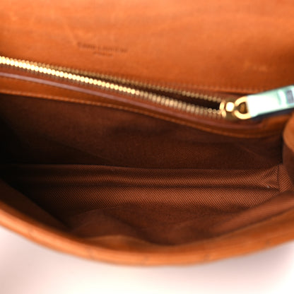 Saint Laurent Calfskin Matelasse Chevron Monogram Medium College Satchel Cognac 5 of 10