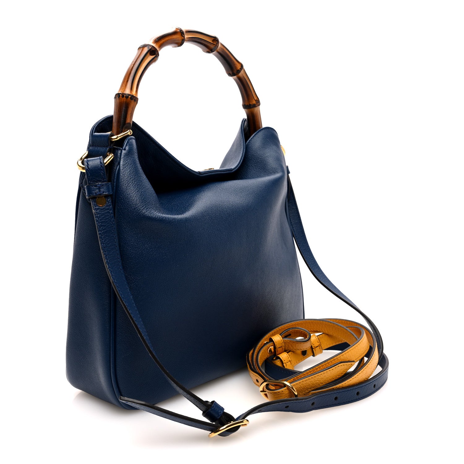 Gucci Softy Wonka Textured Dollar Calfskin Medium Diana Shoulder Bag Blue 3 of 9