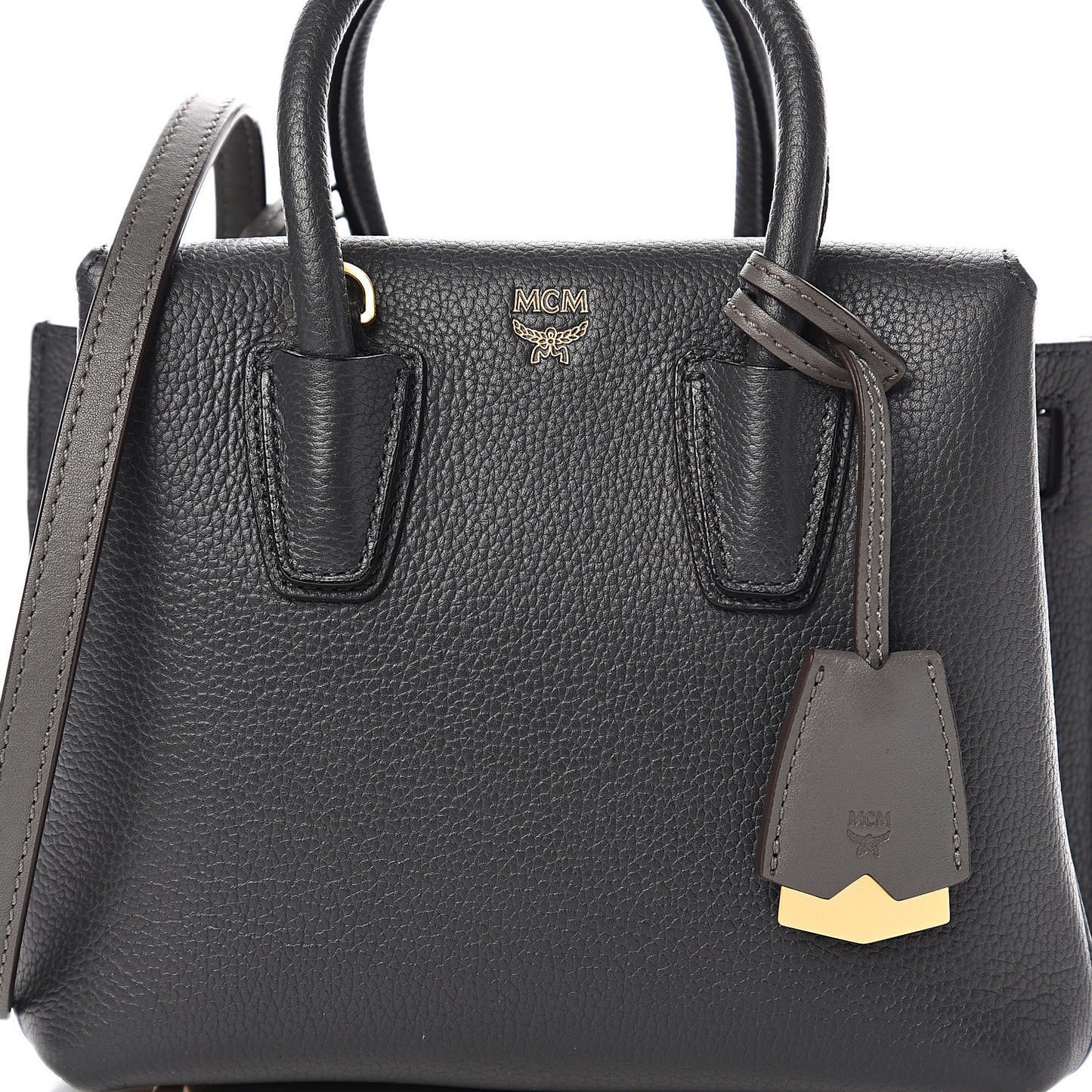 Grained Calfskin Mini Milla Tote Phantom Grey