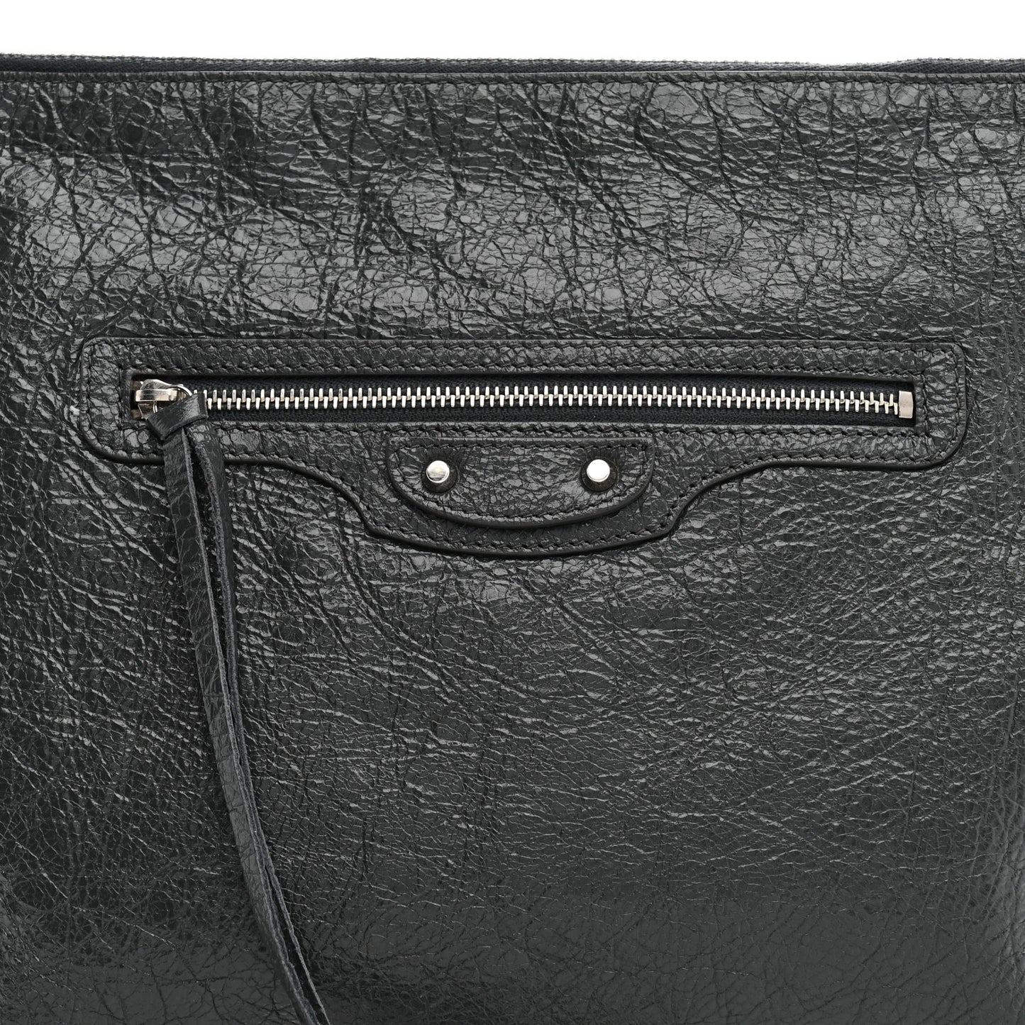 Agneau Classic Hardware Small Pouch Gris Fossile