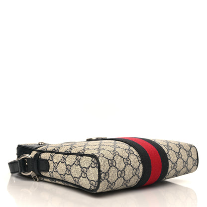 Gucci GG Supreme Monogram Textured Dollar Calfskin Web Small Ophidia Messenger Bag Beige Blue 3 of 7