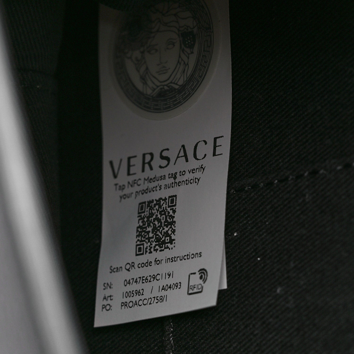 Versace Grainy Calfskin Virtus Chain Crossbody Black 7 of 12