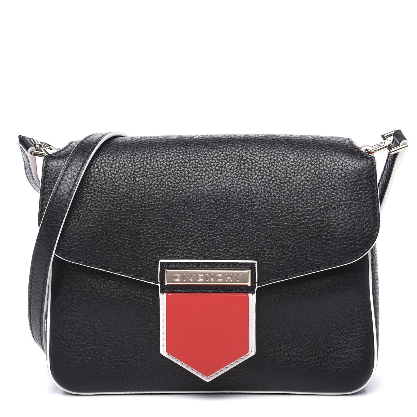 Calfskin Small Nobile Shoulder Bag Black Red