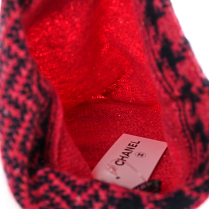 Chanel Cashmere Houndstooth CC Beanie Hat Pink Navy Blue 4 of 6