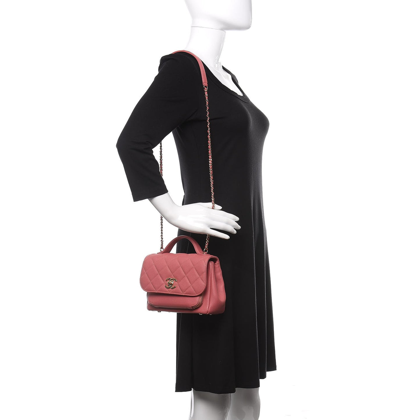 Caviar Quilted Small Business Affinity Flap Dark Pink